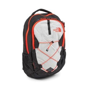 White and Orange North Face Hiking School Backpack